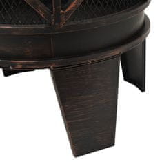 Greatstore Rustikální přenosné ohniště s pohrabáčem Φ 42 x 54 cm ocel