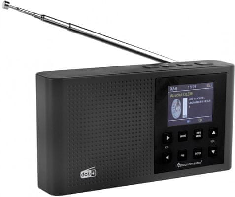  moderný rádioprijímač soundmaster DAB165SW dobrý zvuk fm dab plus tuner napájanie z batérie podsvietený displej slúchadlový výstup funkcia sleep stmievač displeja 