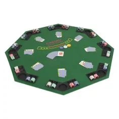 Greatstore Skládací pokerová deska na stůl 2dílná osmiúhelníková zelená