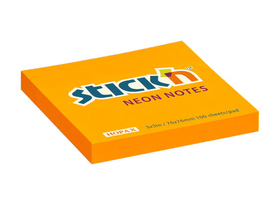 HOPAX Samolepící bloček Stick'n 21164 | 76x76 mm, 100 lístků, neonově oranžová