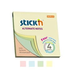 HOPAX Samolepící bloček Stick'n Alternate 21821 | 76x76 mm, 100 lístků, 4 pastelové barvy