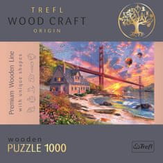 Trefl Wood Craft Origin puzzle Západ slunce nad Golden Gate 1000 dílků