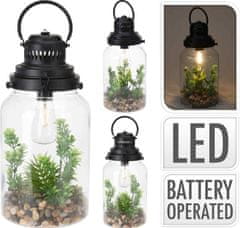 ProGarden Lucerna s LED žárovkou a umělou rostlinou