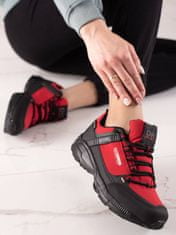 Amiatex Exkluzívní trekingové boty dámské červené bez podpatku, odstíny červené, 41