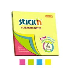 HOPAX Samolepící bloček Stick'n Alternate 21822 | 76x76 mm, 100 lístků, 4 neonové barvy