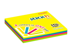 HOPAX Samolepící bloček Stick'n Magic 21571 | 76x76 mm, 100 lístků, 4 neonové barvy
