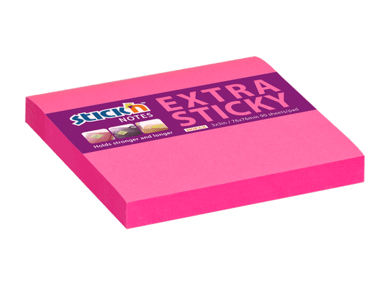HOPAX Samolepící bloček Stick'n Extra Sticky 21671 | 76x76 mm, 90 lístků, neonově růžová