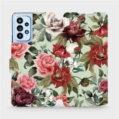 Mobiwear Flip pouzdro na mobil Samsung Galaxy A53 5G - MD06P Růže a květy na světle zelené