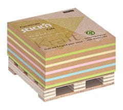 HOPAX Samolepící kostka Stick'n Kraft 21817 | 76x76 mm, 400 lístků, světle hnědá + mix pastelových barev