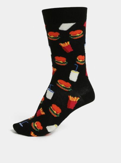 Happy Socks Černé vzorované ponožky Happy Socks Hamburger