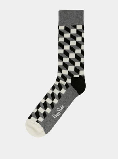 Happy Socks Ponožky v bílé, černé a šedé barvě Happy Socks Filled Optic