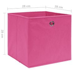 Greatstore Úložné boxy 4 ks netkaná textilie 28 x 28 x 28 cm růžové