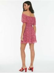 Trendyol Růžové dámské vzorované krátké šaty s odhalenými rameny Trendyol L