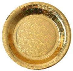 Santex Papírové talíře zlaté glitter 23cm 10ks