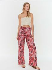 Trendyol Růžové široké vzorované kalhoty Trendyol S