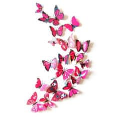 IZMAEL Motýli na stěnu 12ks-Růžová KP16765