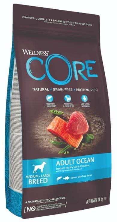 Levně WELLNESS-CORE Ocean Salmon with Tuna Recipe 1,8 kg