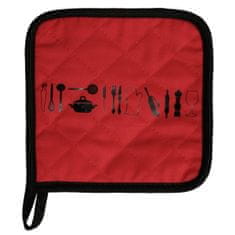 5five Podložka pod horké nádobí, 18 x 18 cm, bavlněná, červená a černá barva
