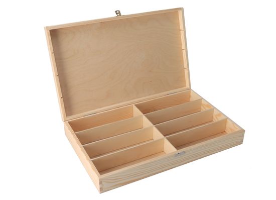 Čisté dřevo Dřevěná krabička s 8 přihrádkami