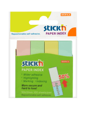 HOPAX Samolepící záložky Stick'n 21612 | 50x12 mm, 4x100 lístků, 4 pastelové barvy