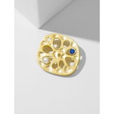 Éternelle Unikátní designová brož s perlou a krystalem Ashleigh Zlatá
