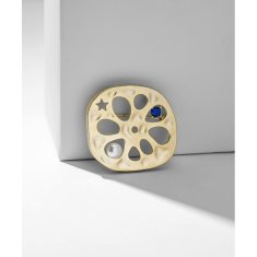 Éternelle Unikátní designová brož s perlou a krystalem Ashleigh Zlatá