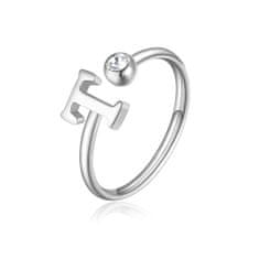 S'Agapõ Stylový ocelový prsten T s krystalem Click SCK190
