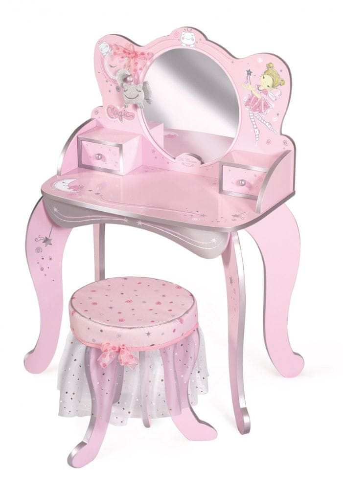 Levně DeCuevas 55534A Dřevěný toaletní stolek se zrcadlem a dřevěnou židličkou Magic Maria 2022