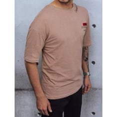 Dstreet Pánské tričko s potiskem a nášivkami CRYA hnědé rx4609z L