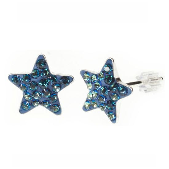 Levien Náušnice sparkly STAR PU 10mm - BERMUDA BLUE
