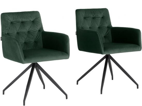 Danish Style Jídelní židle Aashay (SADA 2 ks), samet, zelená