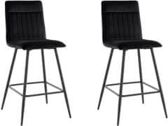 Danish Style Barová židle Zelta (SADA 2 ks), samet, černá