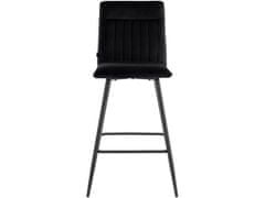 Danish Style Barová židle Zelta (SADA 2 ks), samet, černá