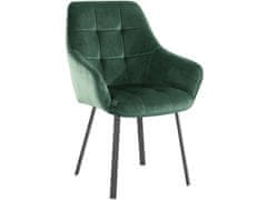 Danish Style Jídelní židle Pamela (SADA 2 ks), samet, tmavě zelená