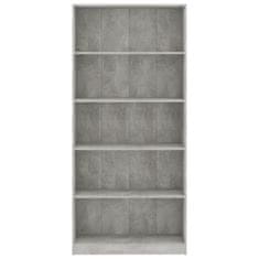 shumee 5patrová knihovna betonově šedá 80 x 24 x 175 cm dřevotříska