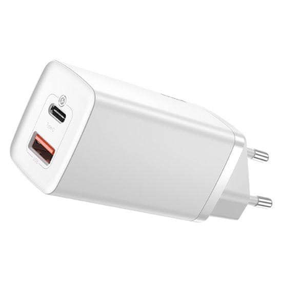 BASEUS GaN2 Lite síťová nabíječka USB / USB-C 65W, bíla
