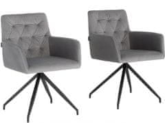 Danish Style Jídelní židle Aashay (SADA 2 ks), samet, šedá
