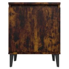 Greatstore Noční stolek s kovovými nohami kouřový dub 40 x 30 x 50 cm