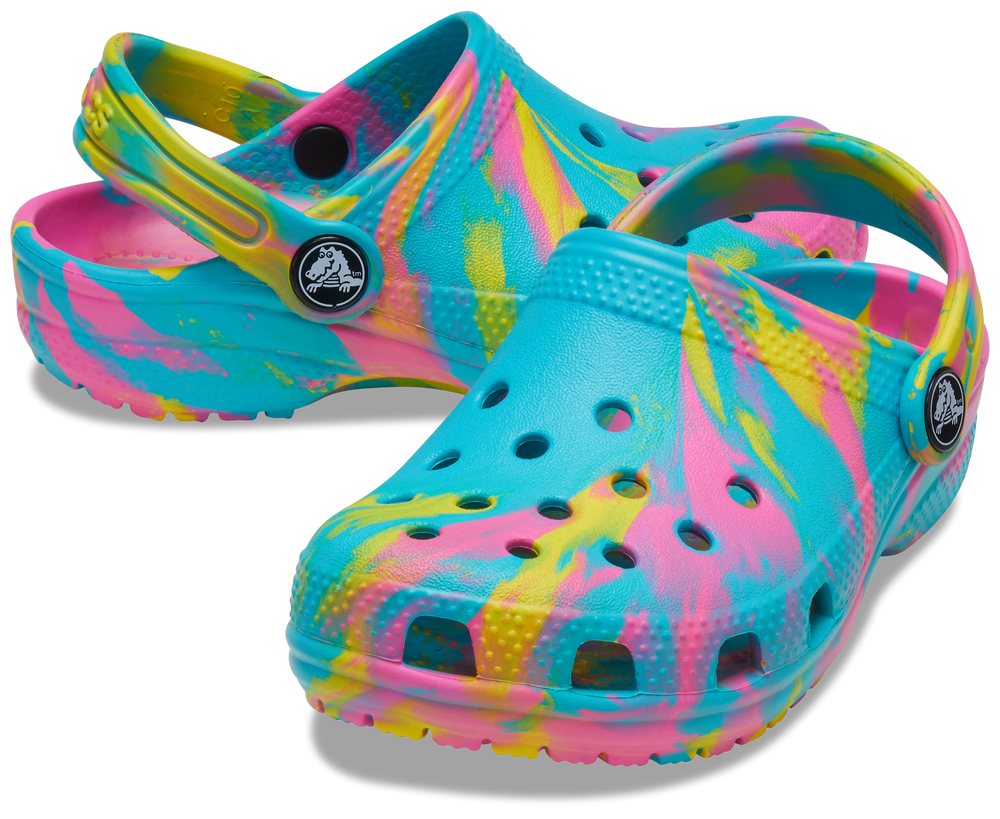 Crocs dívčí pantofle Classic Marbled Clog Digital Aqua Multi 207464-4SM vícebarevná 32/33
