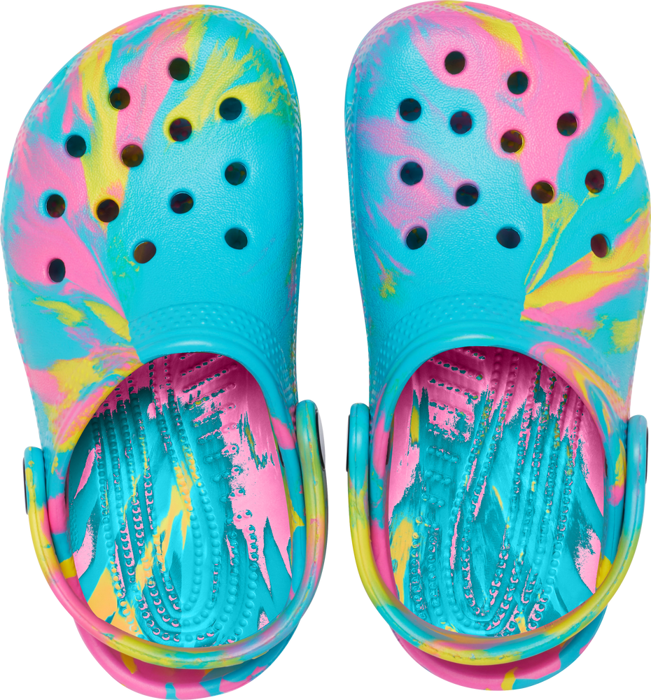 Crocs dívčí pantofle Classic Marbled Clog Digital Aqua Multi 207464-4SM vícebarevná 28/29