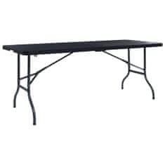 Greatstore Skládací zahradní stůl černý 180x75x72 cm HDPE imatace ratan