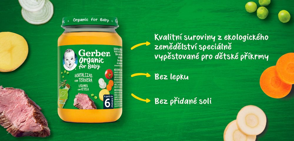 Levně Gerber Organic dětský příkrm zelenina s telecím masem 6x190 g