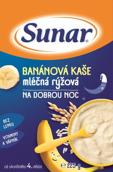 Sunar Banánová kašička na dobrou noc mléčná, 3x225g