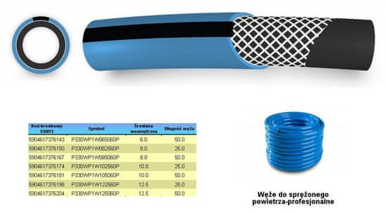 Polix Hadice na stlačený vzduch Fi = 12,5 m X 50 m, modrá, profesionální