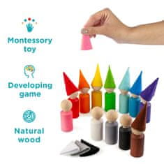 Ulanik Montessori dřevěná hračka "Peg Dolls with Hats small"