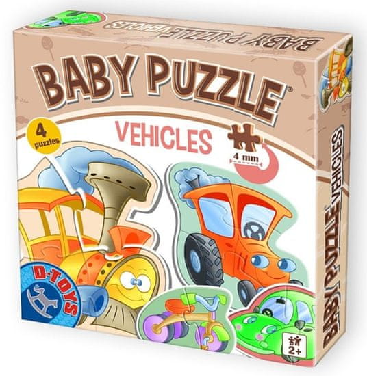 D-Toys Baby puzzle Dopravní prostředky 4v1 (2-4 dílky)