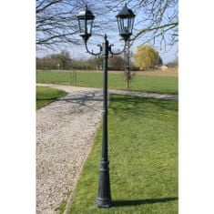Greatstore Zahradní lampa vysoká 2ramenná 230 cm tmavě zelená/černá hliník