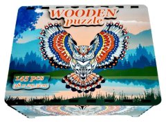 Falixen Dřevěné puzzle Letící sova XL 145 dílků v dárkové krabičce