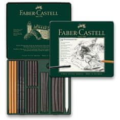 Faber-Castell Uhel Faber-Castell Pitt Monochrome Charcoal plechová krabička, 24 ks