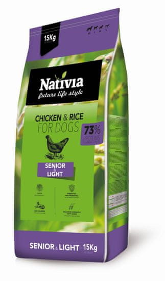 NATIVIA Senior&Light - Chicken&Rice kompletní krmivo pro psy 15 kg